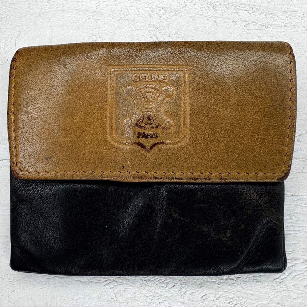 🖤 Vintage Celine Paris Leather Coin Purse | Bi-Color | Made in Italy